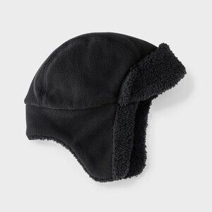 NWT Cat & Jack Boys' Fleece Trapper Hat | Black | One Size | Black